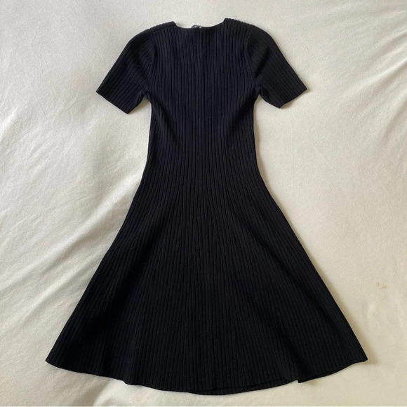 Theory Knit Ribbed Flare Mini Dress in Black Womens Size P - Picture 8 of 8